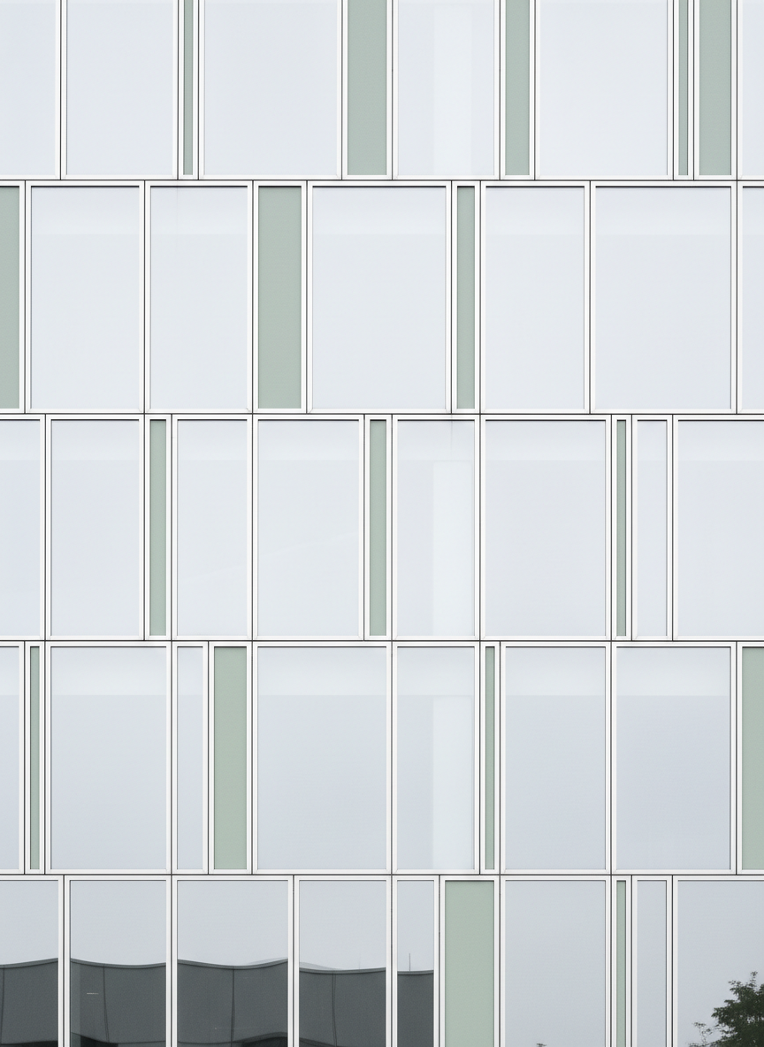Arquitetura moderna em vidro — detalhes limpos representando transparência digital
